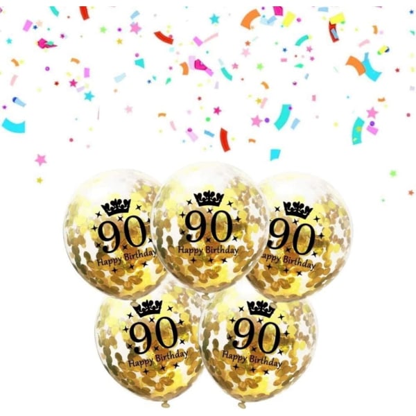Nummerballonger 90 guld - 90-årsdekorationer Ballonger 12 tum, ballonger Nummer 90-ballonger Guldballonger Födelsedagsfestdekorationer