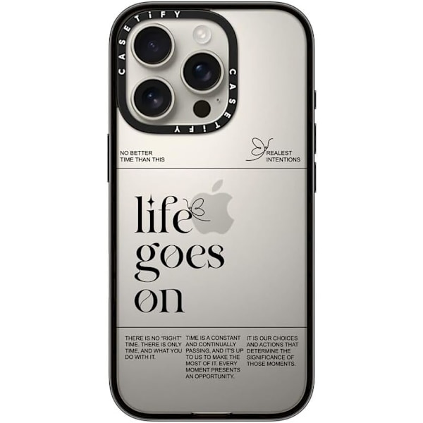 Kompakt iPhone 16 Pro Max Deksel [Lettvekt / 1,2 m 2X Militær Grad Fallbeskyttelse/Slank] - Kirsebær - Klar Svart Life Goes on iPhone 16 Pro