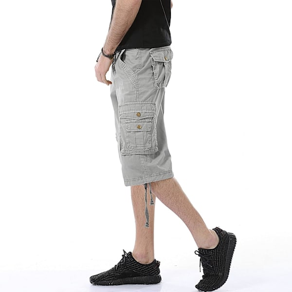 Miesten rento istuvuus Cargo Shorts Casual Multi-Pocket Zipper Deco Shorts Ulkoilu Twill Kevyt Short Pants