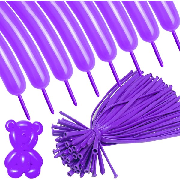 Purple 100pcs long Balloons Purple Modeling Long Magic Balloons Thickening Latex Twisting DIY Animal Balloon for Party Decoration