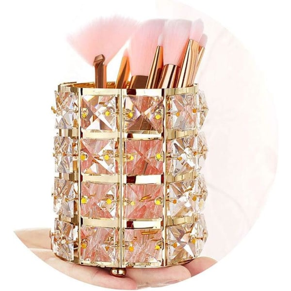 Handcrafted Crystal Makeup Brush Holder Eyebrow Pencil Pen Cup Collection Cosmetic Storage Organizer