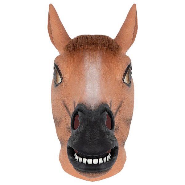 Halloween Cosplay Djurhuvudöverdrag Vit Brun Svart Hästmask Latexmask C