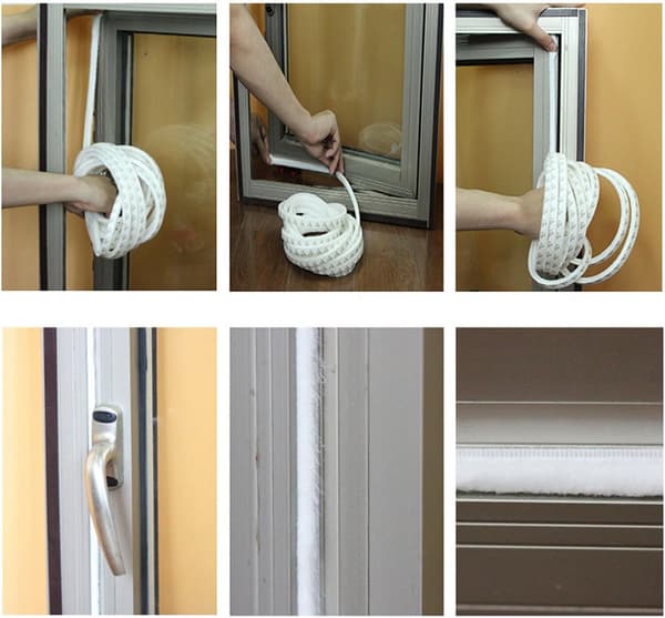Self-adhesive dust brush for movable windows and doors