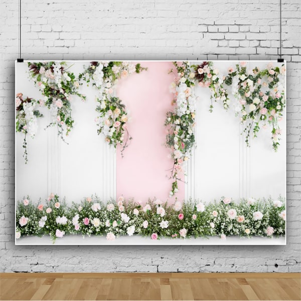 Vacker blomma vägg rosa blomma gräs bröllopsfest dekoration vinyl foto bakgrund tyg