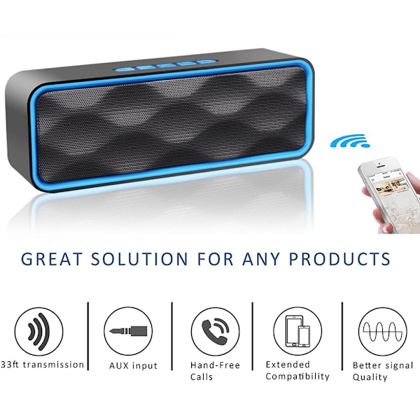 Kannettava Bluetooth-kaiutin, TWS Bluetooth 5.0 langaton kaiutin 3D-stereolla Hi-Fi-bassolla, sisäänrakennettu 1500 mAh akku - sininen