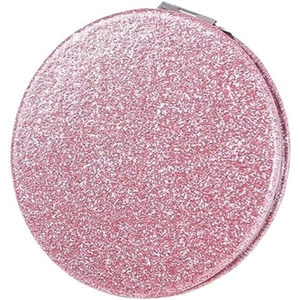 Bärbar sminkspegel handhållen minihjärta Dubbelsidig hopfällbar sminkspegel Kompakt kosmetiska handspeglar Fickresor (färg: rosa) cirkel 60 mm