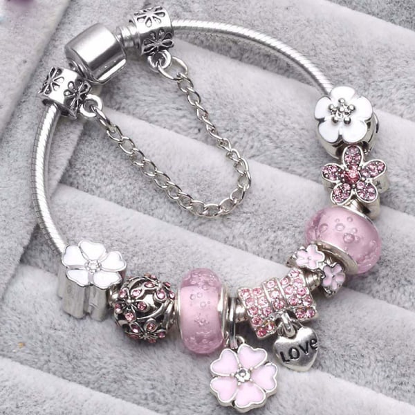 Glas diamant armband-bokstäver -LOVE- uttrycker din kärlek-rosa -21