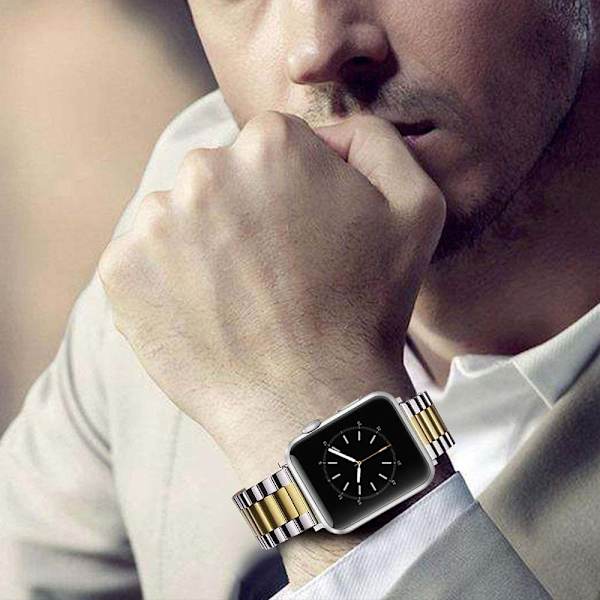 Kompatibelt Apple Watch-armbånd 38mm-40mm/42mm-44mm Erstatning Rustfritt Stål Metallbånd -42-44mm gull