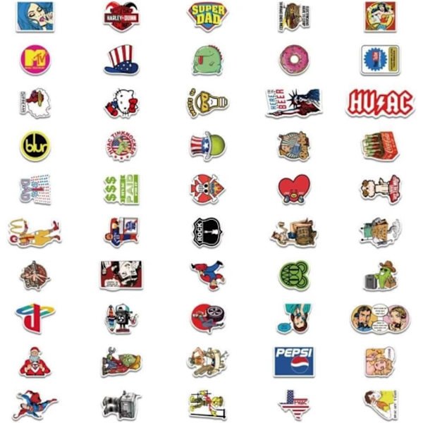 100 stk. Cartoon Stickers Vandtætte Stickers