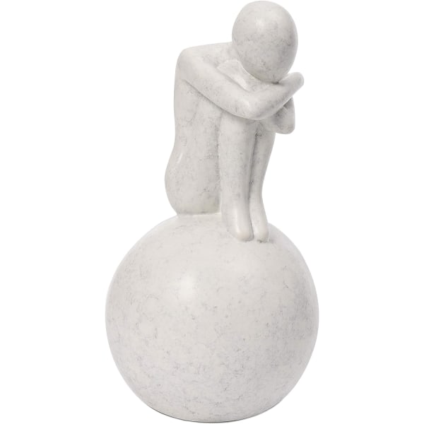 Modern staty dekorera, abstrakt konst hartsskulptur, enkel staty prydnad figur hem- och kontorsdekoration - grå