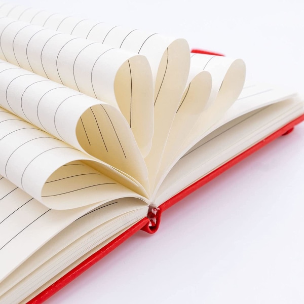A5-anteckningsbok med fodrade sidor Elastiskt band, PU-läder Klassisk skrivbok Medium Premium Line Paper Ruled Journal 160 sidor (röd)