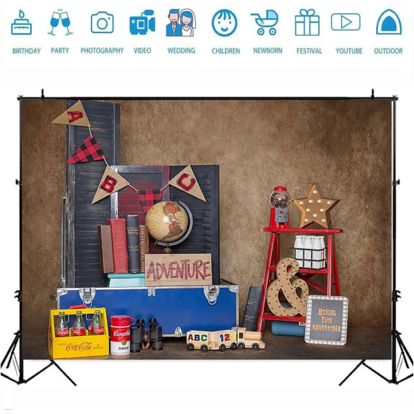 Tilbake til skolen fotografering bakgrunn barnehage klasserom tavle bursdagsfest dekor bakteppe ABC bokstaver tavle fest bakgrunner, 7x5ft