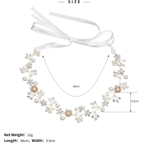 Bröllop Brud Krona Huvudbonad Handgjorda Blomster Brud Prydnader Bröllop Hår Tillbehör Handgjord Krans(Guld)