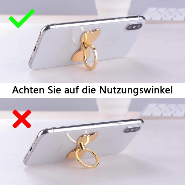 Fluga Telefonhållare Ring Spänne - Guld. Kompatibel med iPhone Samsung Galaxy Mobile Söta Tillbehör