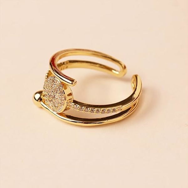 Justerbar öppen ring för kvinnor - Illusion Multi Circle Simulerad Diamant Cubic Zirconia Mode Smycken Present till Bal Fest