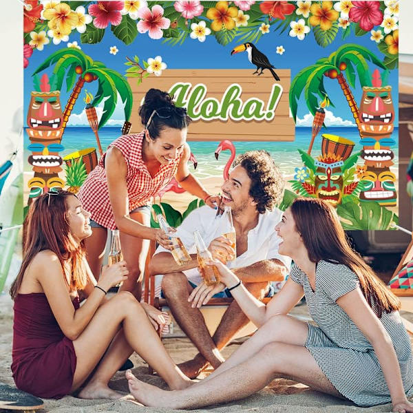 Aloha Party Bakgrund, Hawaiiansk Dekorationsbanderoll, Stor Aloha-banderoll för Tropiska Festdekorationer och Strandfestdekorationer 72,8 x 43,3 Tum