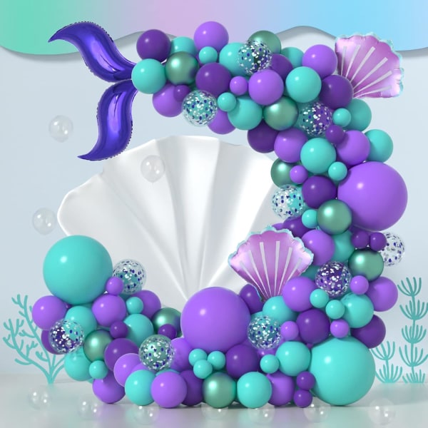 Sjöjungfru ballongbåge kit sjöjungfru festdekorationer sjöjungfru svans ballonger sjöjungfru under havet ballonger för festtillbehör