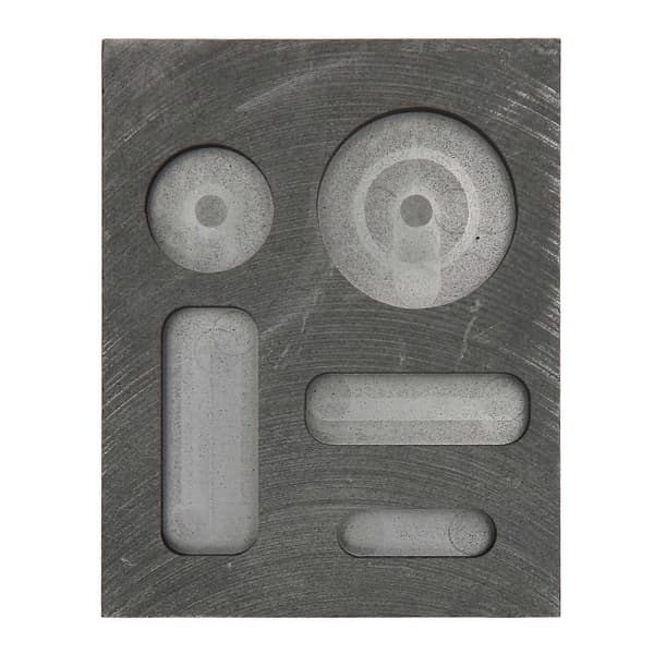 Grafitgötform 3 rektangulära 2 runda hål Högtemperaturbeständig gjutform för metall guld silver mässing