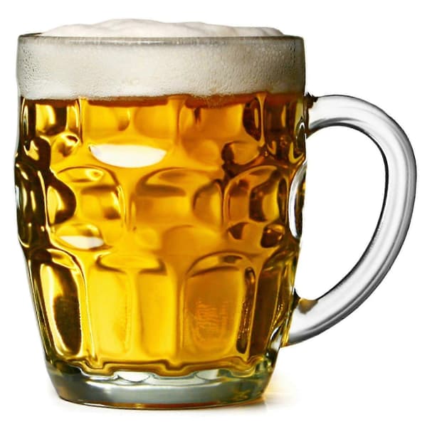 The Great British Pint Dimple Mug Set om 4 presentförpackade glaskrus 568 ml perfekt för ölälskare
