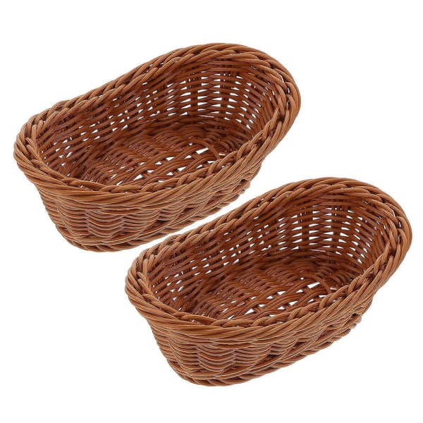 Plastkorgar Imitation Rotting Vävd Korg för Förvaring 2-pack Brun Kökskorg