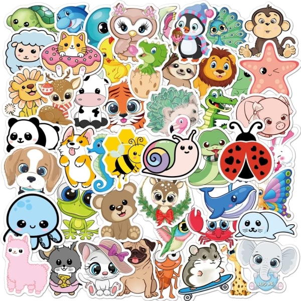 50 søte tegneserie-dyre klistremerker Kawaii klistremerker Laptop Scrapbook Telefon Koffert Kjøleskap Graffiti Dekorasjon Klistremerke Barneleke