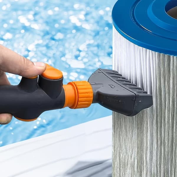 Professionel Spa- og Poolfilterrenser med justerbar flowstav - Bærbart, elektricitetsfrit design til hurtig fjernelse af snavs og affald. Kompatibel