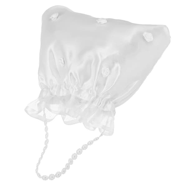 Hvid brudehåndtaske til bryllup, satinblomstdekoreret Dolly Bag 2 stk. White