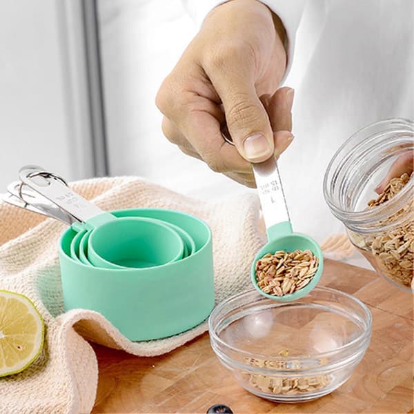 10 stk. Målebeger og Skjeer i Rustfritt Stål – Nesting – for Baking og Matlaging Black & Gold