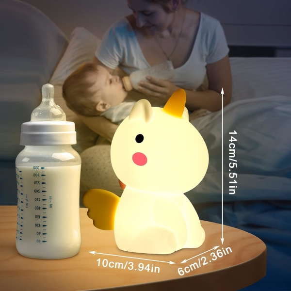 Unicorn Nattlampa Barn Uppladdningsbar USB Sänglampa Baby Nattlampa Silikon Nattlampa med batteri