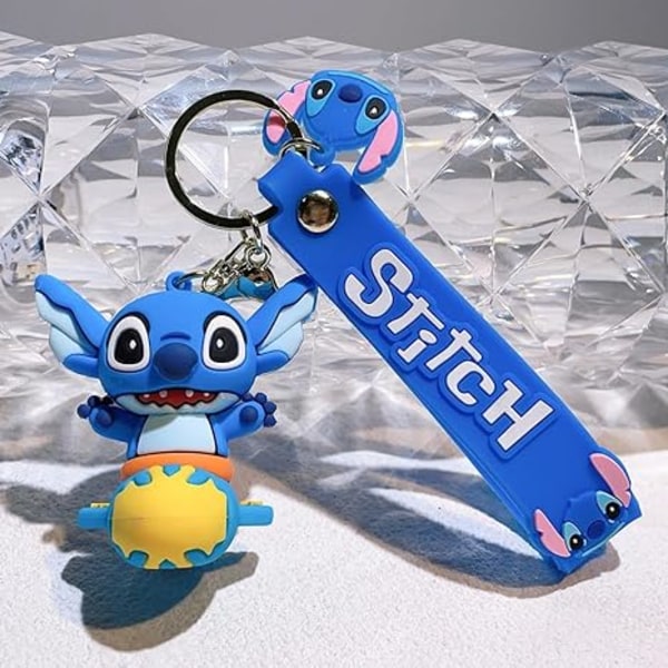 Anime søt Stitch silikon nøkkelring, PVC anheng nøkkelring holder armbånd tilbehør for barn gaver（Shi Dizai-fly）