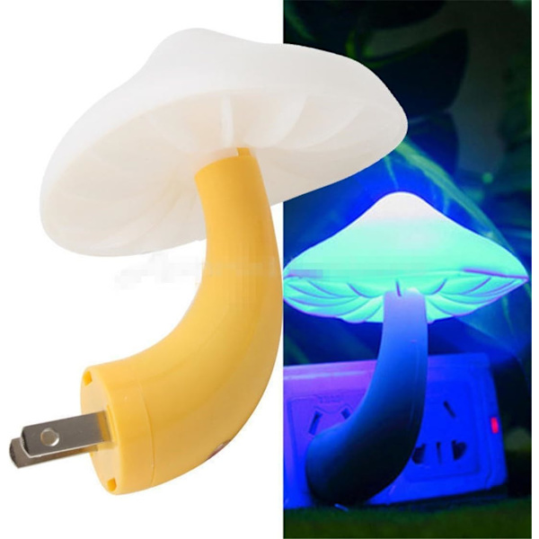 Set med 2 sensor LED nattljus Plug-in magisk svamp nattljus söt vuxen nattljus sovrum, badrum, toalett, hall, trappa, kök blå