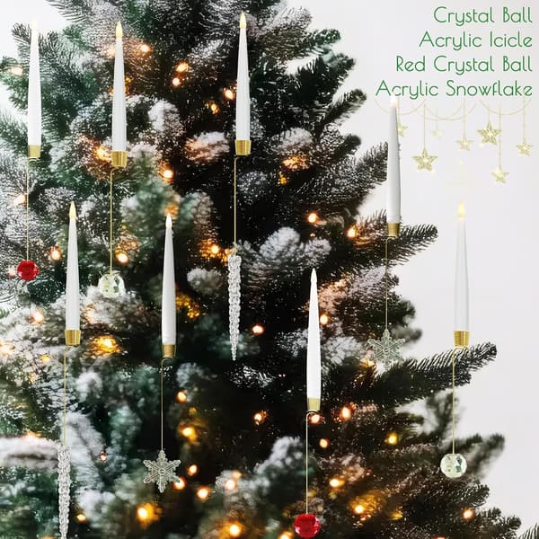 Christmas Tree Lights with Remote Control and Timer, 12-pack Flameless Candles for Christmas Tree, Flickering LED Lights for Indoor Use - Clear Crystal Ball