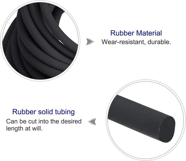 Solid Rubber Cord 3m 1.5mm (1/16\") Diameter Matte Black Hose for DIY Crafts, Beading, Necklaces, Bracelets