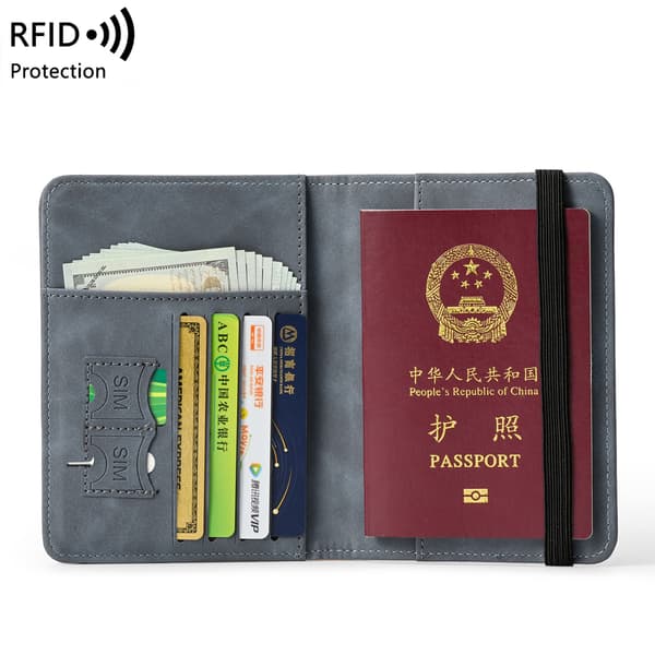 RFID Blokerende Pascover Rejsepung, Multifunktionel PU Læder Dokumentmappe Med Elastikbånd