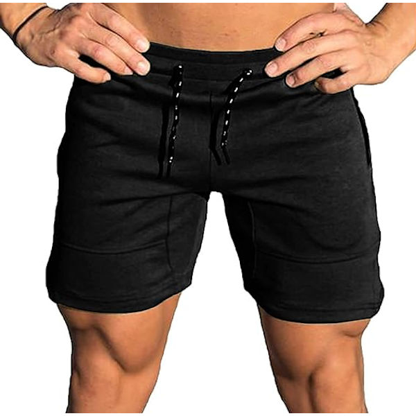 Treningshorts for menn til trening på treningsstudio, atletiske treningsshorts, tettsittende shorts for vektløfting og kroppsbygging med glidelåslommer