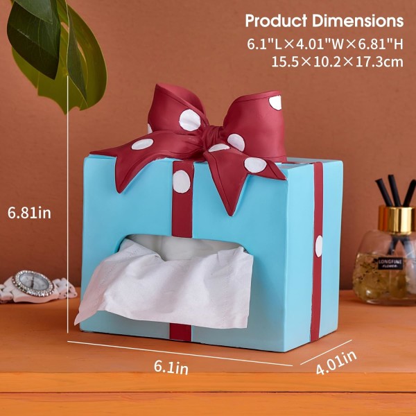 Bow Tissue Box Cover, Box Form Tissue Box Holder Square, Moderna dekorativa Kleenex Box Covers för byrå, nattduksbord, köksbänkskiva, kontor
