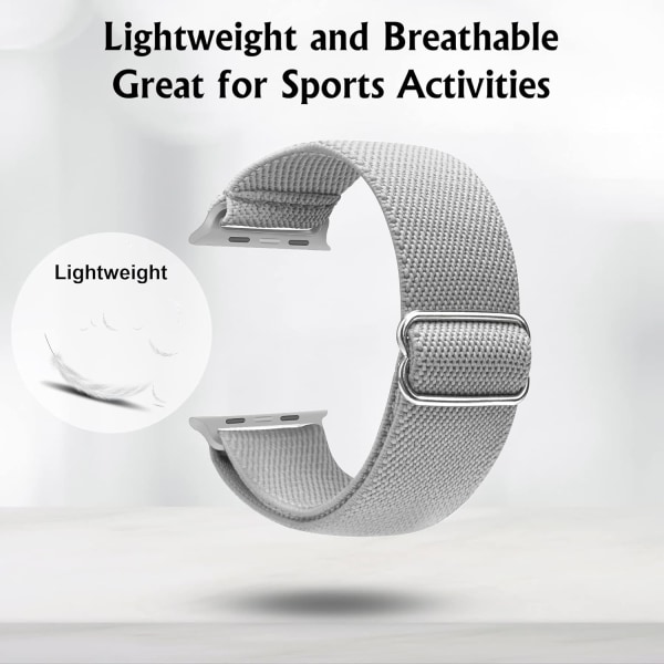 Stretchig klockarmband Kompatibel med Apple Watch Band 41mm 40mm 38mm Bekvämt Justerbart Sportband för Kvinnor Män - Ljusgrå