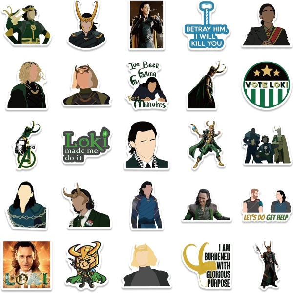 Loki Stickers Tom Hiddleston God of Mischief Stickers, 50 stk. til Hydroflask Vandflaske Æstetiske Vinyl Stickers Bærbar Skateboard Bagage til Teenagere