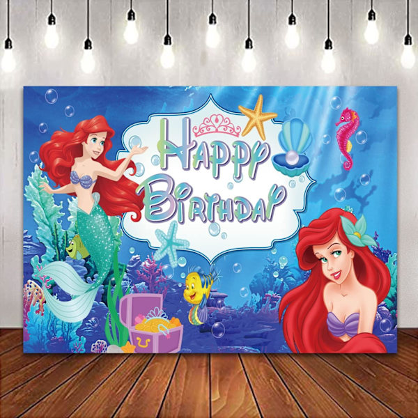 5x3ft Mermaja Onnellista Syntymäpäivää Tausta Ariel Mermaja Syntymäpäivä Taustat Juhlia Varten Kakku Pöydän Koristelu