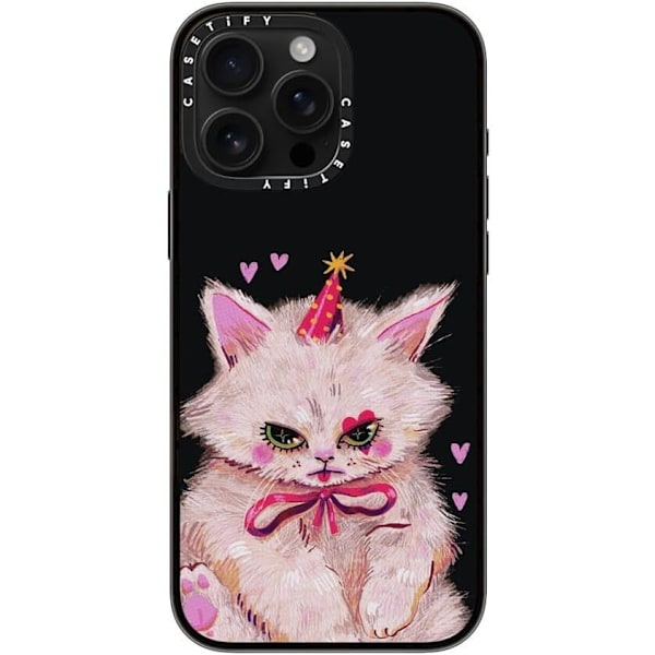 Kompakt iPhone 16 Pro Max-fodral [Lättviktigt / 4 fot 2X Militärklass Fallskydd / Smalt] - Körsbär - Klar Svart Clown Kitty iPhone 16 Pro Max