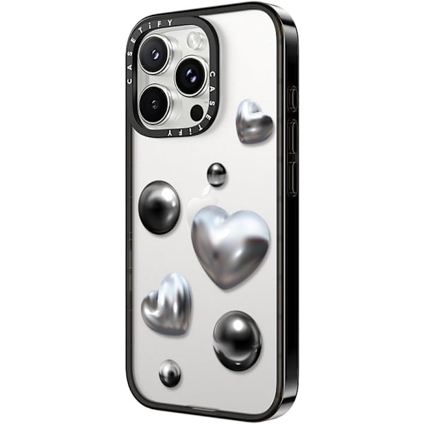 Kompakt iPhone 16 Pro Max Deksel [Lettvekt / 1,2 m 2X Militær Grad Fallbeskyttelse/Slank] - Kirsebær - Klar Svart Chrome Love iPhone 16 Pro