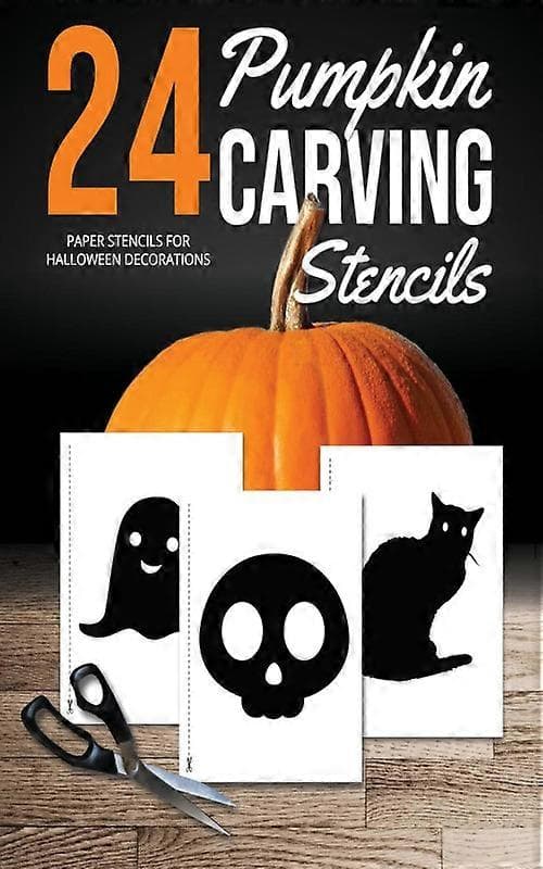 Gresskarutskjæringsmaler 24 papirmaler for Halloween-dekorasjoner
