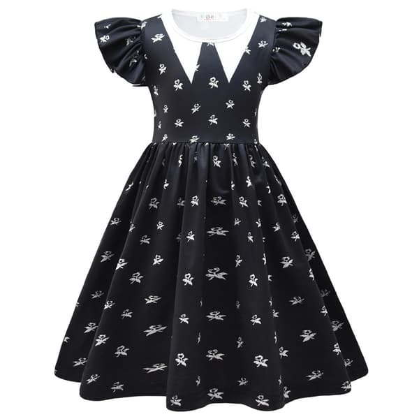 Addams Dress onsdag til piger Halloween rollespilsdragt 130cm