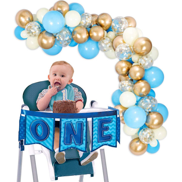 Blå och guld ballongbåge kit, ballongdekorationer bakgrund perfekt för pojkar födelsedag baby brud bröllopsfest dekorationer