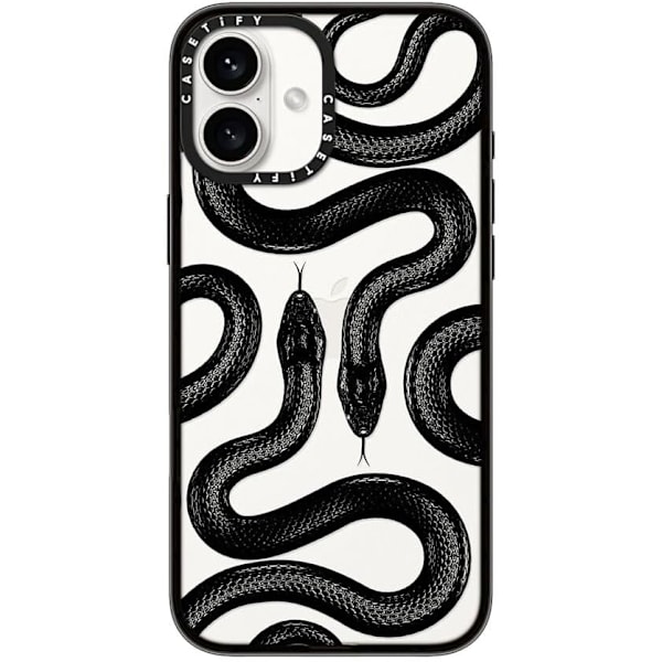 Kompakt iPhone 16 Pro Max Deksel [Lettvekt / 1,2 m 2X Militær Grad Fallbeskyttelse/Slank] - Kirsebær - Klar Svart Black Kingsnake iPhone 16 Plus