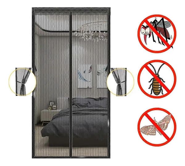 Svart magnetisk skärmdörr 130x210 cm M225