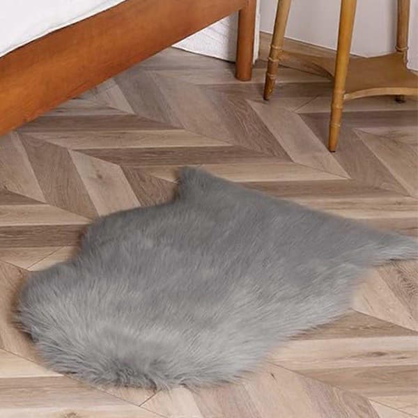 Tæppe Faux Lammeskind Blødt Fluffy Gråt