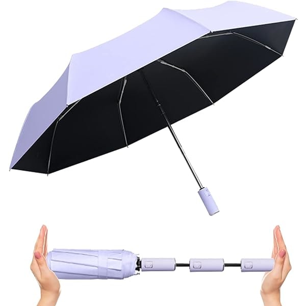 Solparaply UV-skydd, litet reseparaply Kompakt för sol och regn Vindtätt, lätt bärbart parasoll UV-paraply-lila