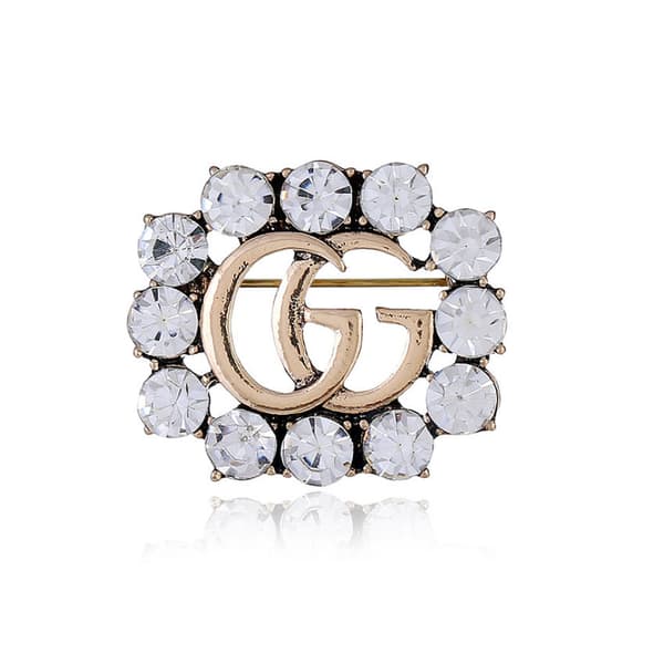 Brev kristall brosch nålar initial strass brosch för kvinnor St