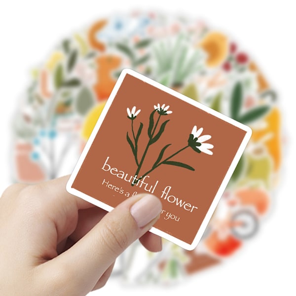 60 stk. Æstetiske Stickers til Vandflaske, Vandfaste Plante Stickers Pakke til Laptop Scrapbooking Skateboard, Vintage Vinyl Stickers Dekaler